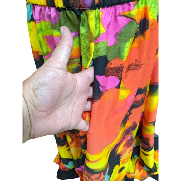 Moon Orchid Floral Maxi Skirt Sz 2X Elastic Waist Colorful Pockets Lightweight - Picture 5 of 9